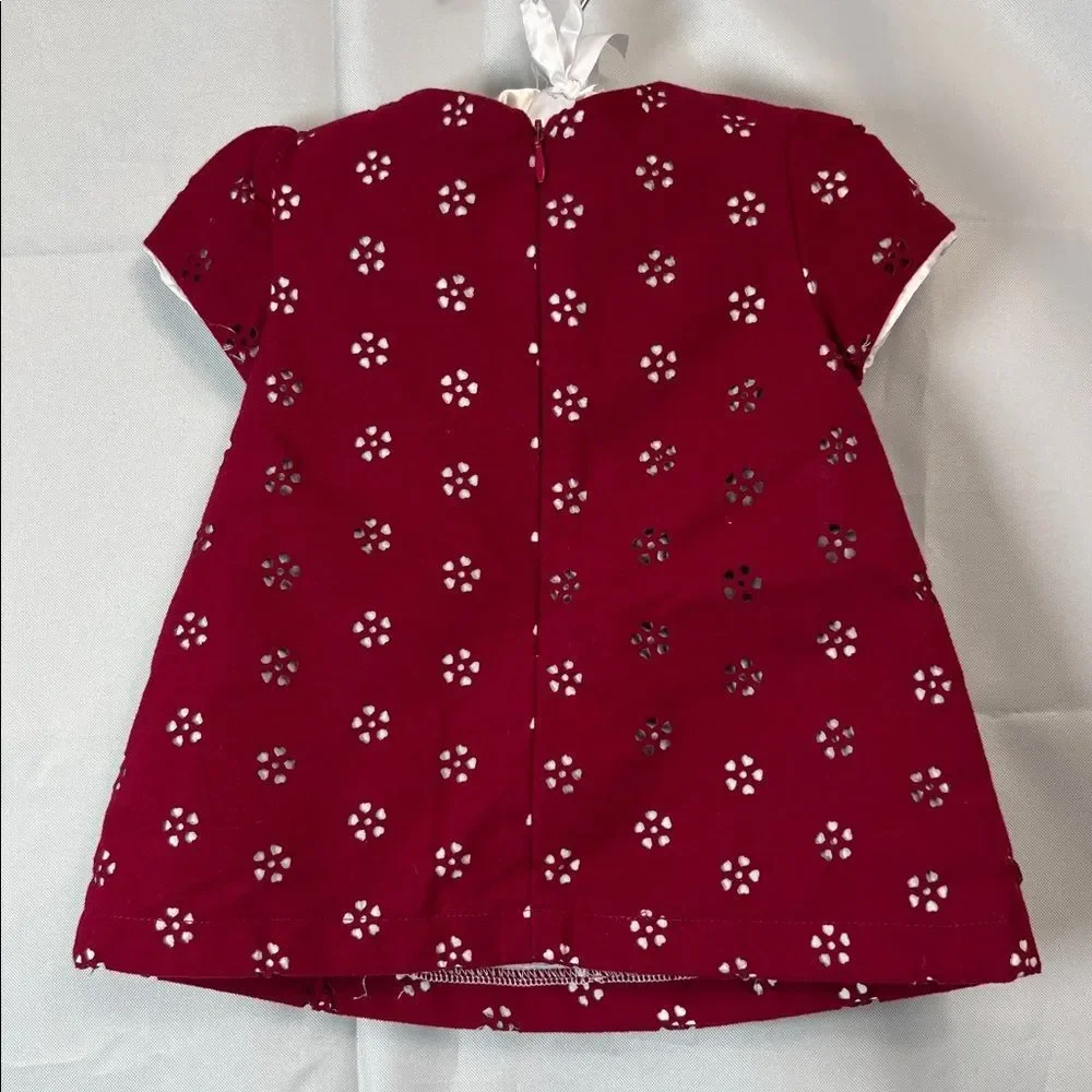 Mayoral Burgundy short sleeve floral cutout dress size 3 months
